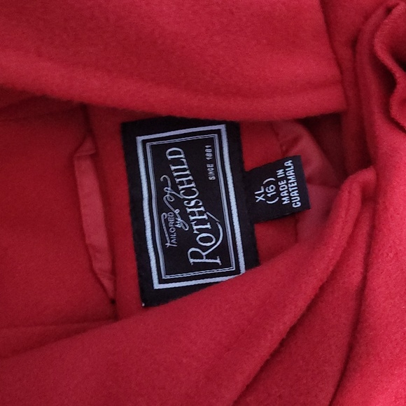 Big Girls Red Rothschild wool like jacket coat roses riding hood 16 scarlet NWOT - Picture 3 of 7